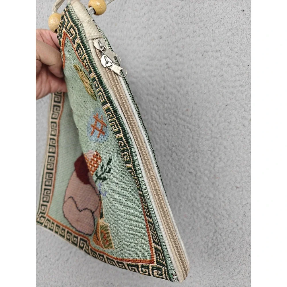 Winnie The Pooh Tote Bag Girls Small‎ Green Beaded Zip Shoulder Cartoon Purse